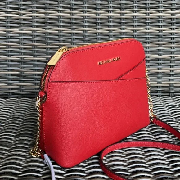 MICHAEL KORS Jet Set Travel Medium Logo Dome Crossbody Bag FLAME COLOR